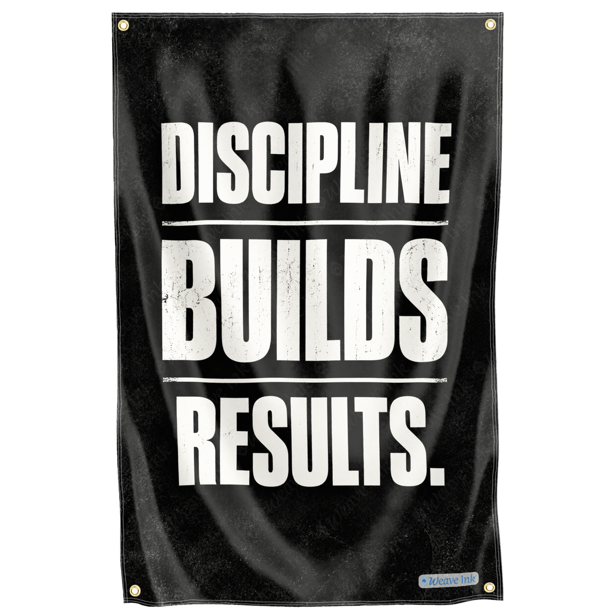 Motivational Quote Discipline Builds Results Gym Fitness Flag Hustle Grind