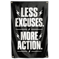 Motivational Quote Less Excuses More Action Gym Fitness Flag Hustle Grind