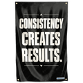 Motivational Quote Consistency Creates Results Gym Fitness Flag Hustle Grind