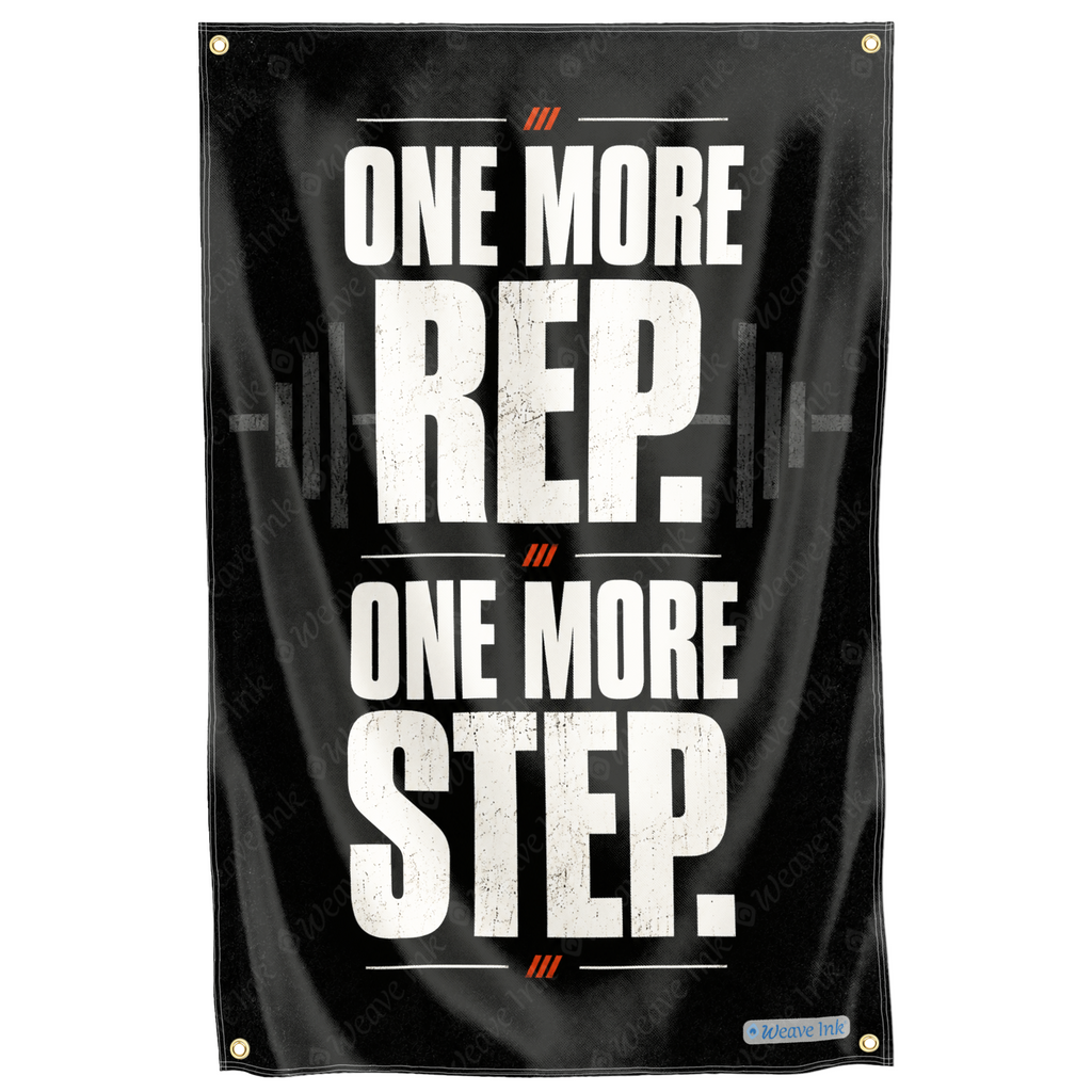 Motivational Quote One More Rep Step Gym Fitness Workout Flag Hustle Wall Hang