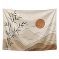 Japandi Bamboo Line Art Tapestry Wall Hanging – Minimalist Neutral Scandinavian Wall Decor for Bedroom, Living Room & Dorm Room