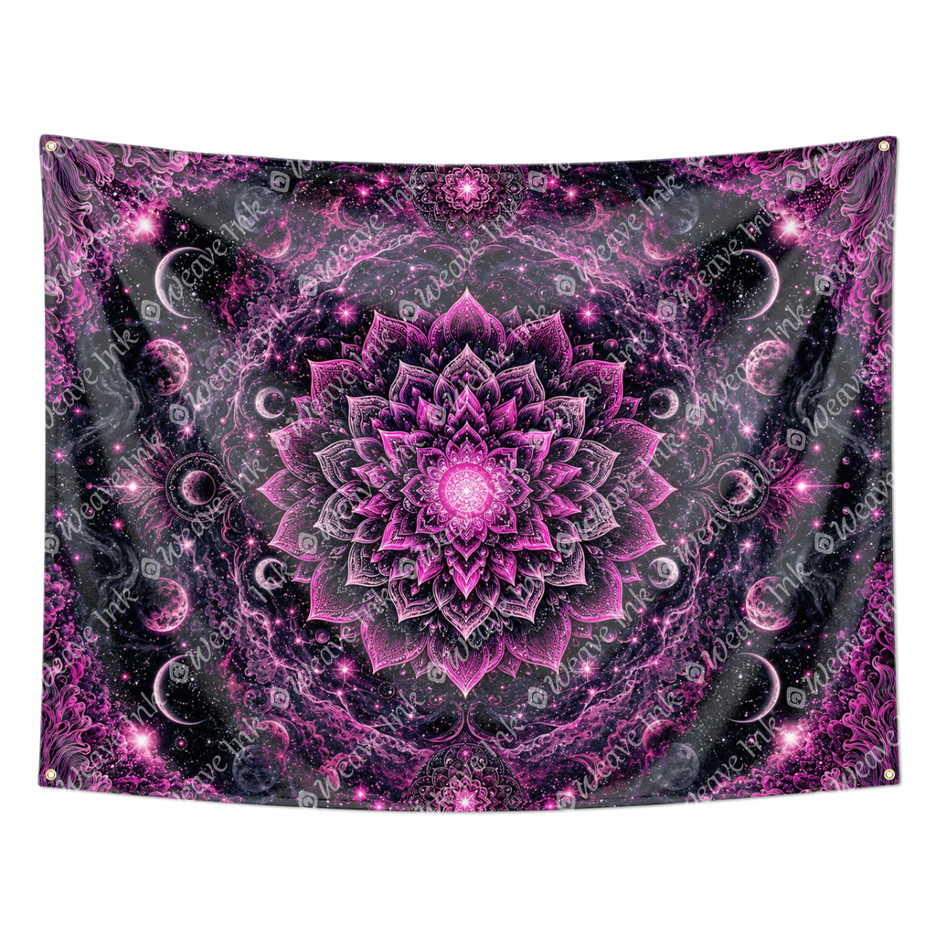 Pink Psychedelic Wall Tapestry Cosmic Mandala Galaxy Art Boho Bedroom Decor Celestial Meditation Wall Hanging Gift