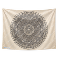 Sacred Geometry Mandala Tapestry, Boho Botanical Wall Hanging, Black Beige Geometric Mandala Tapestry, Neutral Modern Home Decor