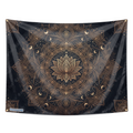 Mystical Mandala Tapestry, Lotus Moon and Stars Boho Wall Hanging, Black Gold Sacred Geometry Spiritual Tapestry Decor