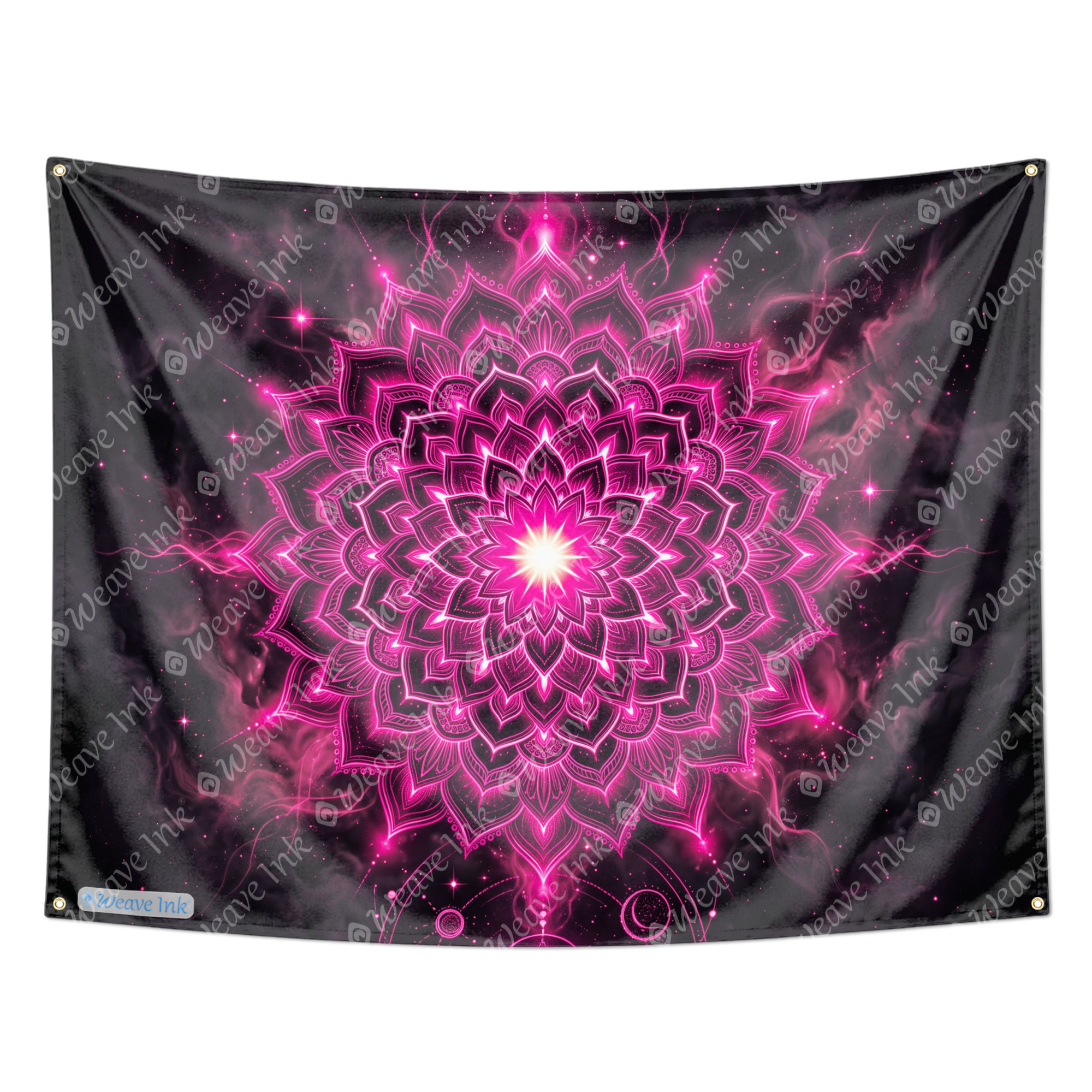 Psychedelic Pink Mandala Wall Tapestry Celestial Cosmic Lotus Art Boho Bedroom Meditation Room Decor