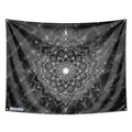 Mystic Monochrome Mandala Wall Tapestry Celestial Cosmic Lotus Art for Boho Bedroom, Meditation, Yoga & Modern Room Decor