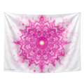 Vibrant Pink Lotus Mandala Wall Tapestry Sacred Geometry Celestial Spiritual Energy Meditation Room Decor Wall Hanging