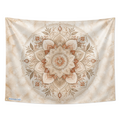 Boho Mandala Tapestry Wall Hanging – Intricate Neutral Lotus Floral Mandala Wall Decor for Bedroom, Living Room & Dorm Room Style 1