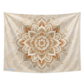 Boho Mandala Tapestry Wall Hanging – Intricate Neutral Lotus Floral Mandala Wall Decor for Bedroom, Living Room & Dorm Room Style 2
