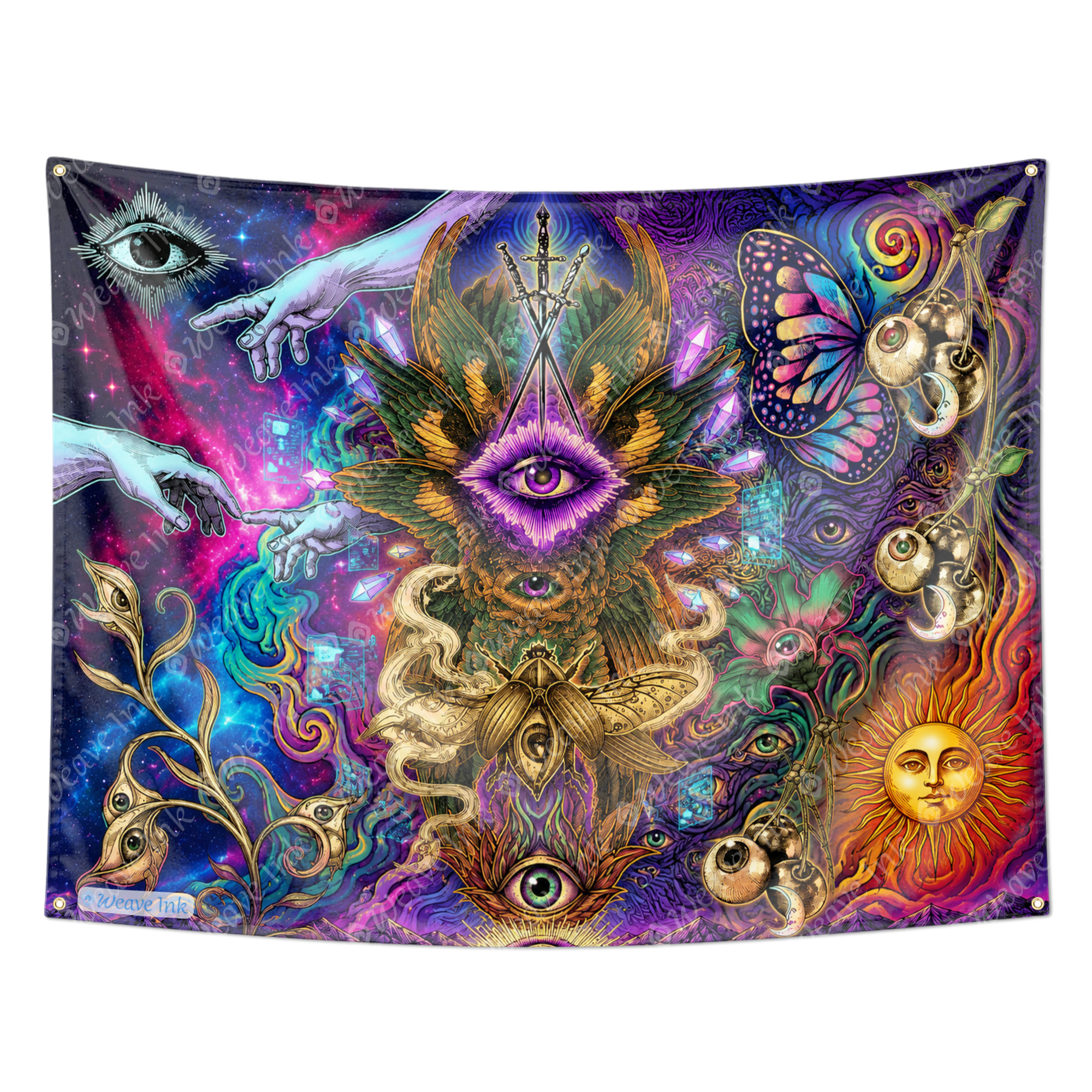 Trippy Psychedelic Eyes Tapestry Wall Hanging Aesthetic Room Decor Man Cave Party DJ