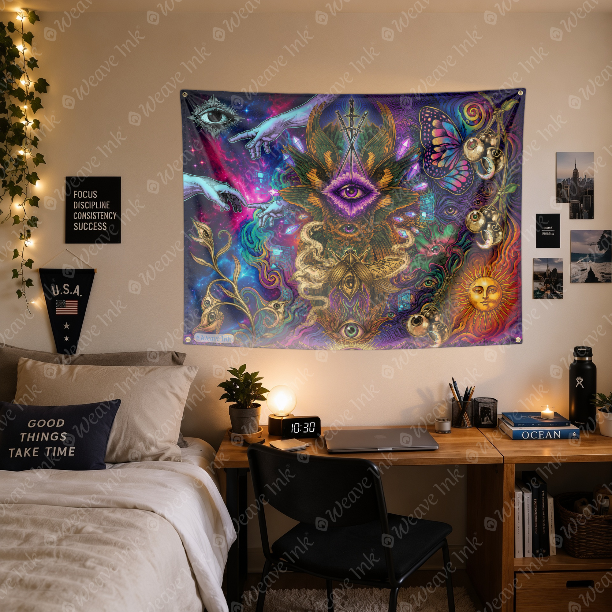 Trippy Psychedelic Eyes Tapestry Wall Hanging Aesthetic Room Decor Man Cave Party DJ