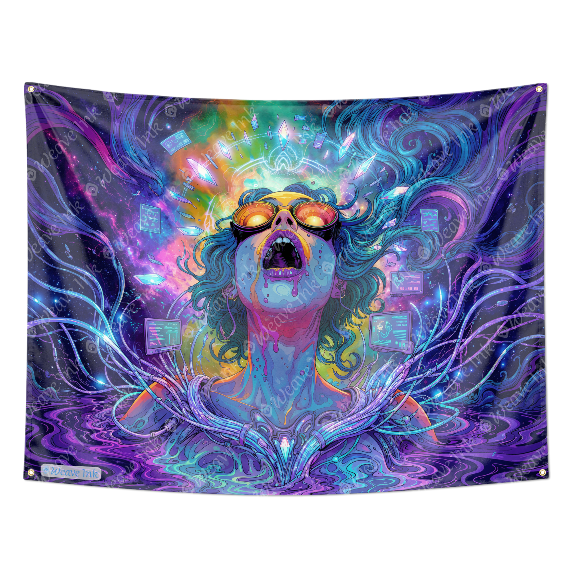 Trippy Psychedelic Girl Woman Tapestry Wall Hanging Aesthetic Room Decor Man Cave Garage