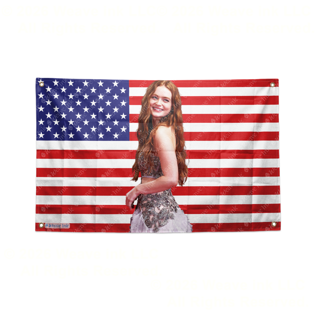 Sadie Sink US Flag Tapestry Popular American Actress Room Decor Fan Gift Style 1