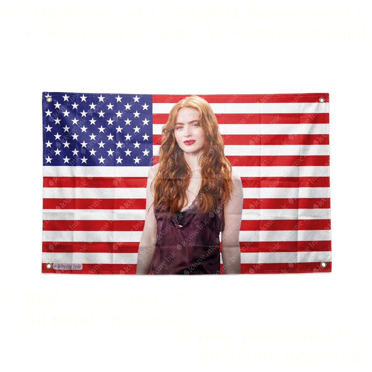 Sadie Sink US Flag Tapestry Popular American Actress Room Decor Fan Gift Style 3