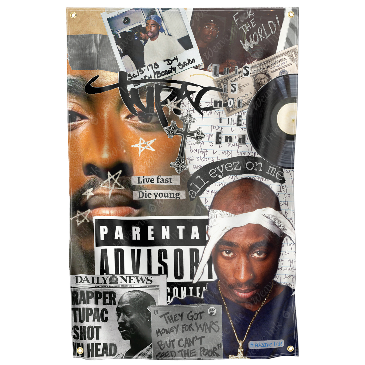 Tupac Shakur Tapestry Wall Hanging Hip Hop Rapper Room Decor Music Poster Gift